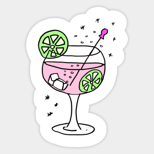 Pink Gin and Ice Cubes Sticker